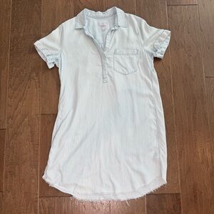 Rails Light Blue Frayed Hem Shirt Dress